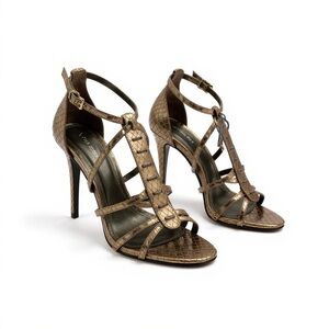 Via Spiga copper snakeskin heels